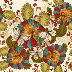 Foto op Plexiglas anti-reflex Floral seamless wallpaper pattern in vintage style © Mary fleur