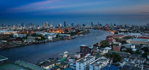 Chao Phraya River with Grand Palace,Bangkok,Thailand