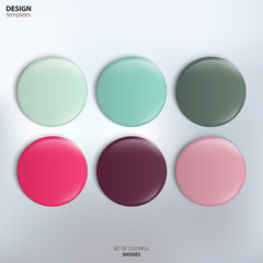 Vector set of colorful glossy badges.