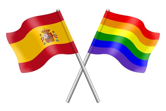 Flags : Spain and rainbow