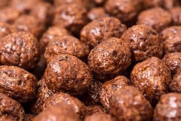 Breakfast Chocolate Balls Corn Flakes Close Up