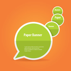 vector green paper banner on orange background