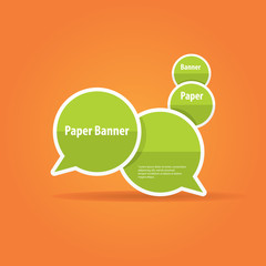 vector green paper banner on orange background