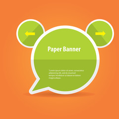 vector green paper banner on orange background