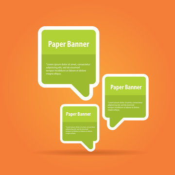 vector green paper banner on orange background