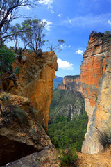 Fototapeta na wymiar Burramoko Head and Hanging Rock in NSW Blue Mountains Australia