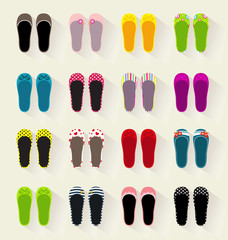 Ballerina shoes set flat vector colorful
