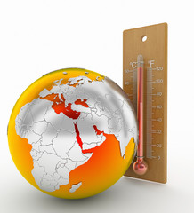 world and thermometer, global warming concept - 64478516