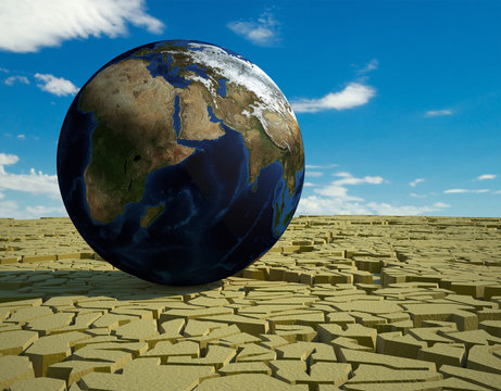 earth drying or drought and global warming concept