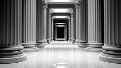 Zelfklevend Fotobehang Bedehuis White marble pillars in a row inside a building