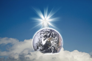 Jesus with earth(Earth Elements of this image furnished by NASA)