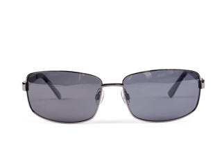 Black aviator sunglasses with polarized dark glass