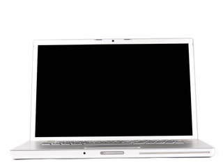 Modern laptop shot in studio over a white background