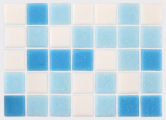 background of mosaic blue and white tiles