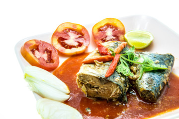 Spicy Sardines in tomato sauce canned fish ,Yum thai food style