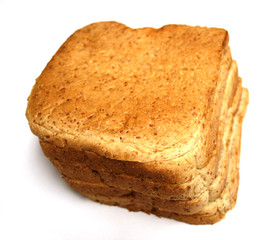 Brown bread slice isolated on white background