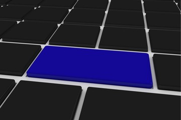 Black keyboard with blue key