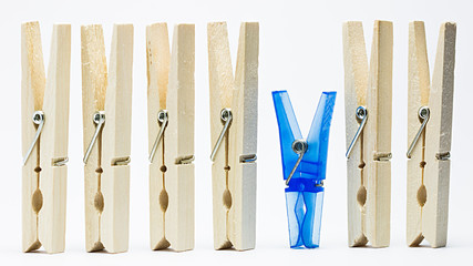 Wooden and plastic clothespin