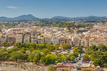 Fototapeta premium Aerial view to old city streets and buildings