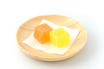 japanese candy jelly beans for tea time on white background