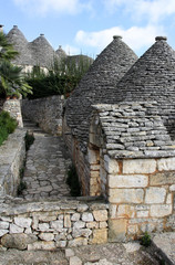 Fototapeta na wymiar Kamień lane w miejscowości Trulli w Alberrobello, Apulia, Itlay