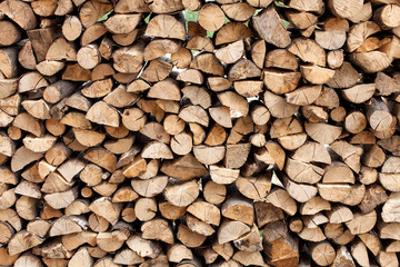 stack of chopped fire wood