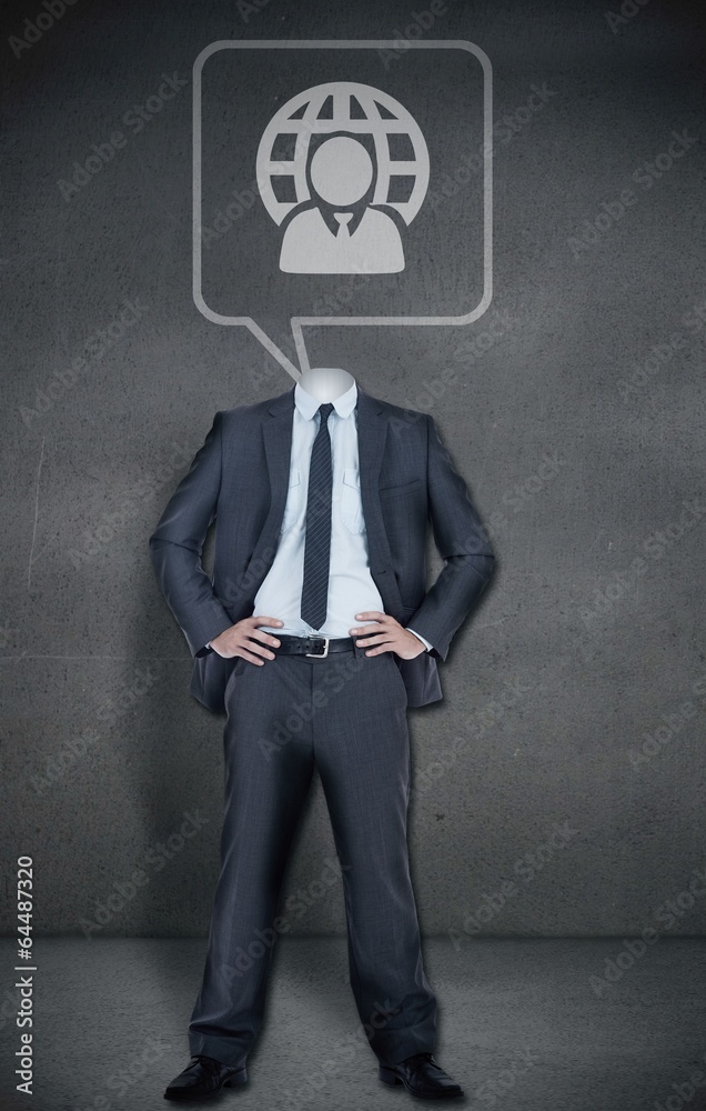 Poster headless businessman with speech bubble