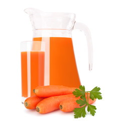 Carrot vegetable juice in glass jug