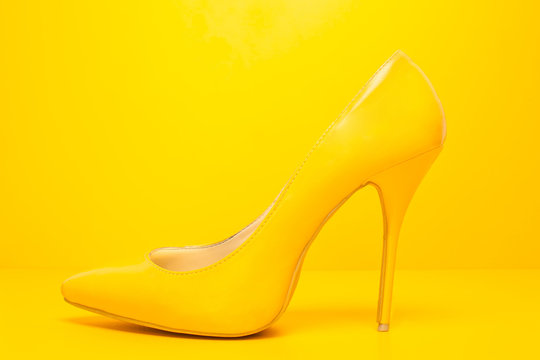 yellow high heels shoes