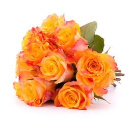 Yellow rose flower bouquet isolated on white background cutout