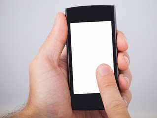 Hand Holding Smartphone With Blank Screen