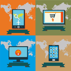 mobile touch and web shop vector objets