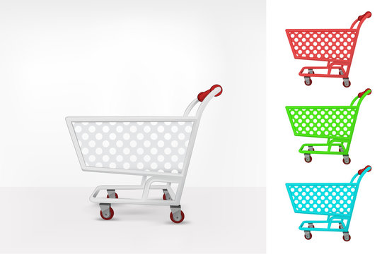 empty shopping cart colorful collection concept vector