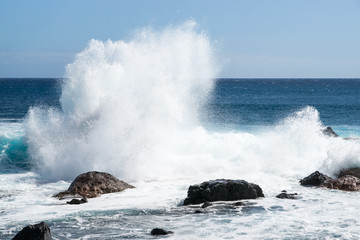 Waves breaking at the coast
