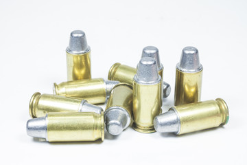 11 mm. Black handgun And ammunition