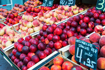 Nectarines and peaches in  healthy concept