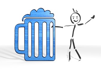 stick man presents beer sign