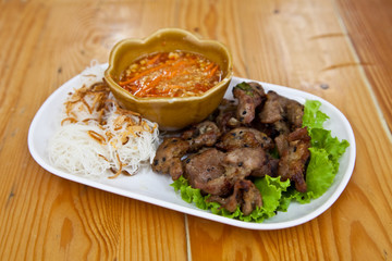 Vietnamese   pork with thin rice noodles