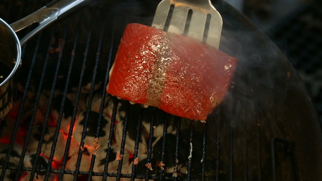 Flipping Salmon on the Grill