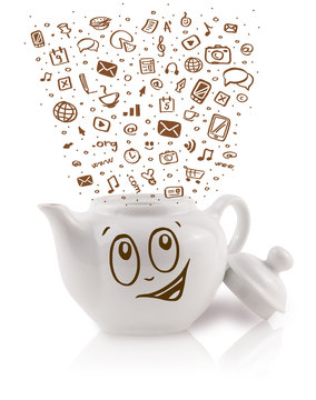 Coffe can with hand drawn media icons