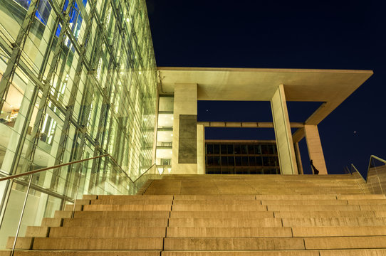 enlighted stairs in a clear night