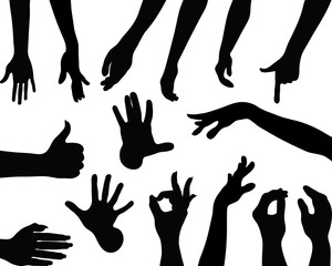 Black silhouettes of hands, vector