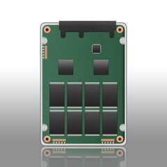 paper cut of ssd, solid state drive isolated is data storage wit