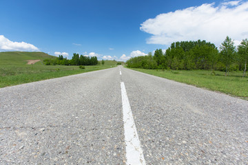 Road , Empty asphalt road with cloudy sky in countryside