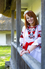 Portrait of the Ukrainian near the house in the village