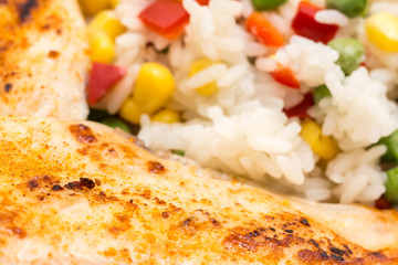 Rice With Vegetables And Chicken Stake