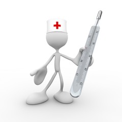 3d man with a thermometer