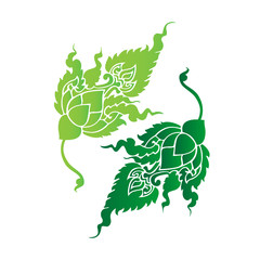 Obraz premium rnate green leaf, Thai style art