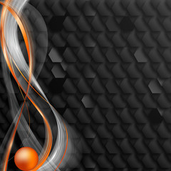 czarne tło i pomarańczowa kula