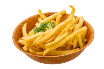 French fries on white background